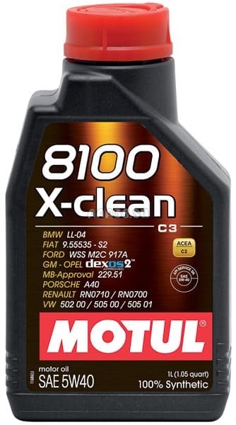 102786 MOTUL Моторное масло Motul 8100 X-clean 5W-40 C3 1л